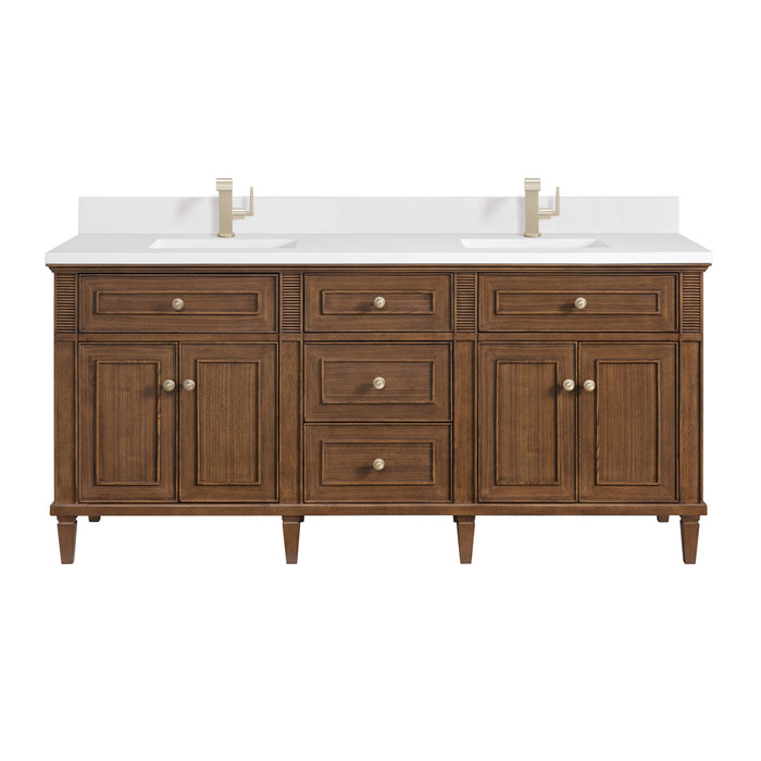 Lorelai 72" Double Vanity, Light Natural Oak w/ 3 CM Lime Delight Silestone Top