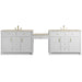 Bellshire 120" Dual Vanity Set with 24" Make-Up Counter, Bright White w/3 cm Tajnar Eclos Top