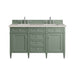 Brittany 60" Double Vanity, Smokey Celadon w/ Single Hole 3 CM White Zeus Top & Backsplash