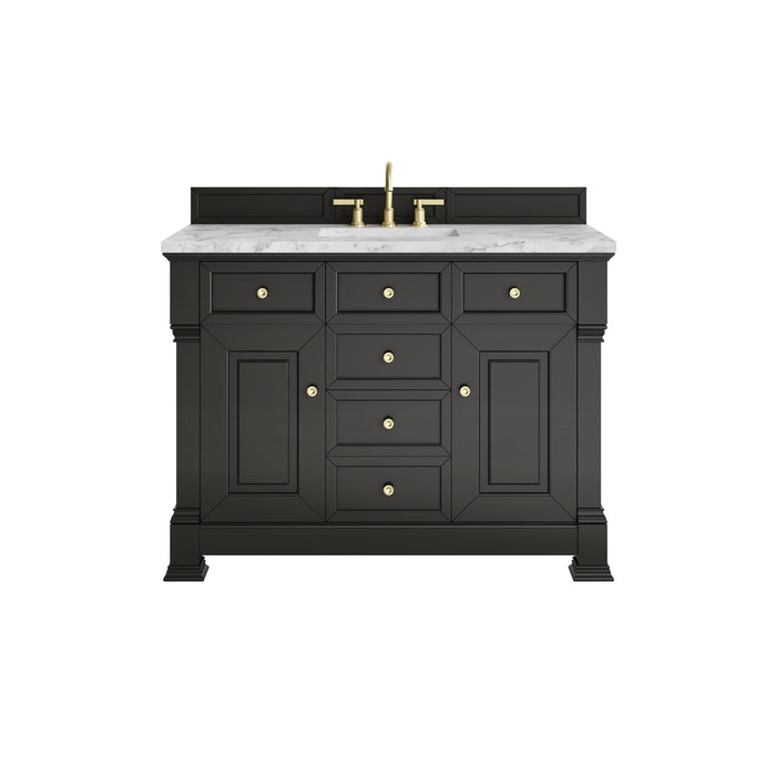 Brookfield 48" Single Vanity, Black Onyx w/3 CM Carrara White Marble Top