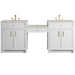 Bellshire 84" Dual Vanity Set with 24" Make-Up Counter, Bright White w/3 cm Siberian Silestone Top