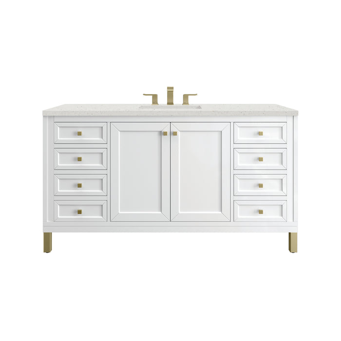 Chicago 60" Single Vanity, Glossy White, w/ 3 CM Lime Delight Silestone® Top