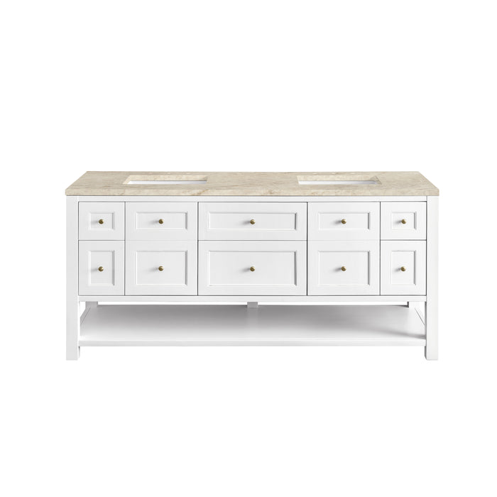 Breckenridge 72" Double Vanity, Whitewashed Oak, w/ 3 CM Phantome Eclos Top