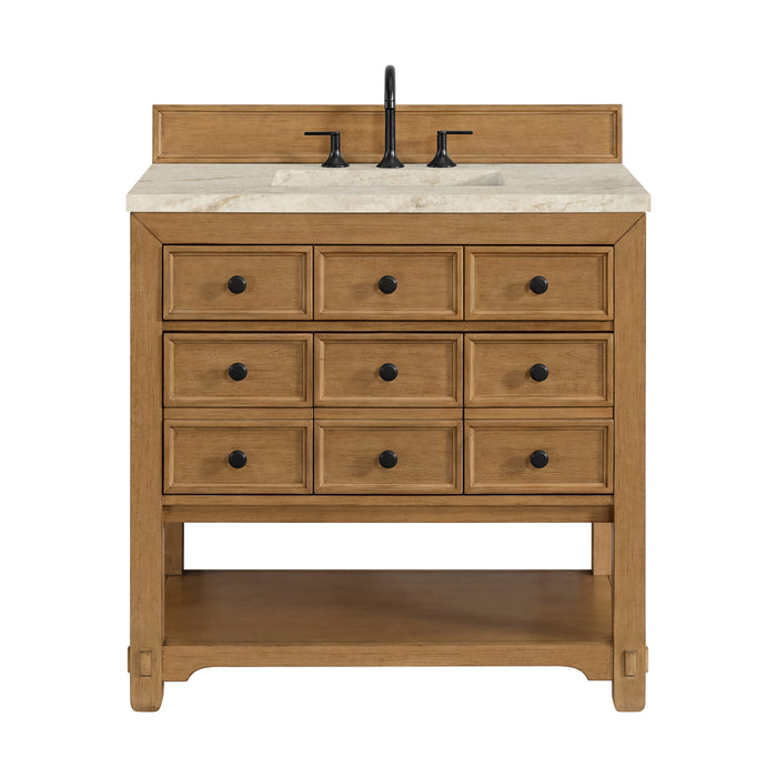 Malibu 36" Single Vanity, Amber Birch, w/ 3 CM Tajnar Eclos Top