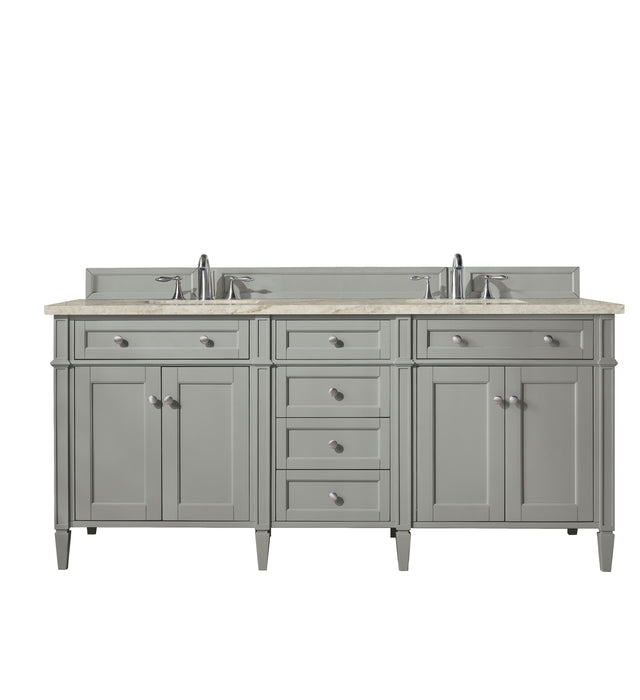 Brittany 72" Double Vanity, Urban Gray w/ Single Hole 3 CM White Zeus Silestone Top & Backsplash
