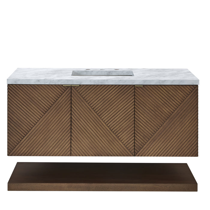 Marcello 48" Single Vanity, Chestnut w/ 3 CM Carrara White Marble Top