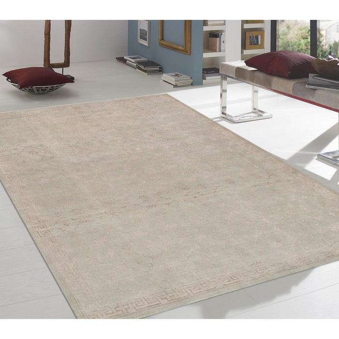 Pasargad Home Azerbaijan Collection Hand-Knotted Silk & Wool Area Rug-10' 2" X 14' 2", L. Gray PARP-34 10X14