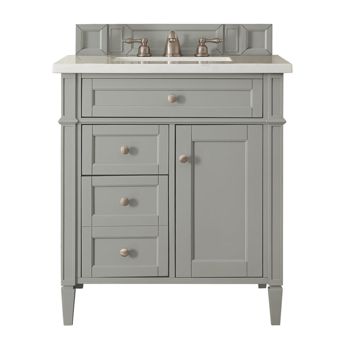 Brittany 30" Single Vanity, Urban Gray, w/ 3 CM White Zeus Silestone Top