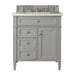 Brittany 30" Single Vanity, Urban Gray, w/ 3 CM White Zeus Silestone Top