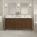 James Martin Myrrin 72" Double Bathroom Vanity in Mid-Century Walnut, shown in a bathroom setting