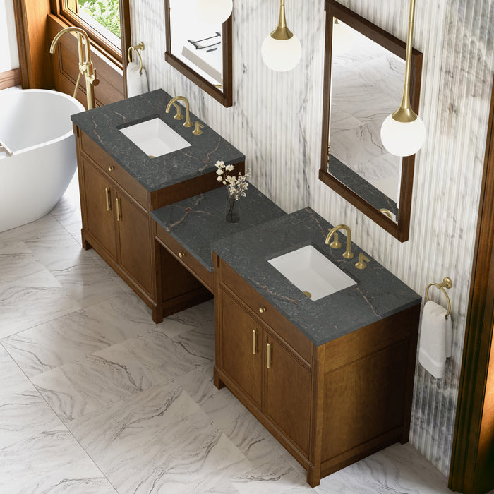 James Martin Vanities Bellshire 96" Dual Vanity Set with 24" Make-Up Counter