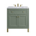 Chicago 30" Single Vanity, Smokey Celadon, w/ 3 CM Carrara Marble Top