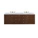 Amberly 72" Double Vanity, Mid-Century Walnut, w/ 3 CM Tajnar Eclos Top w/FreePower Wireless Charger