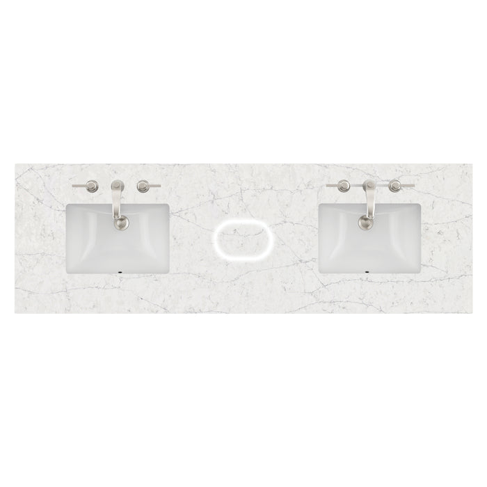 72" Double Top, 3 CM Eternal Jasmine Pearl Silestone w/ Sink & FreePower Wireless Charger (040)