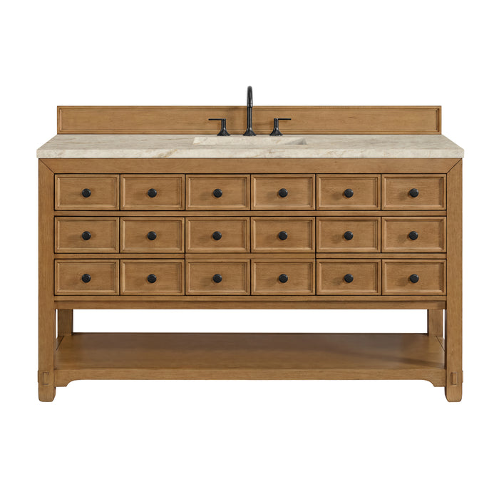 Malibu 60" Single Vanity, Amber Birch, w/ 3 CM Tajnar Eclos Top