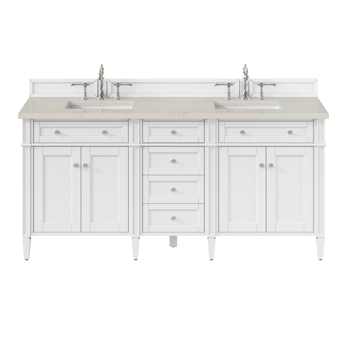Brittany 72" Double Vanity, Victory Blue w/ 3 CM White Zeus Silestone Top