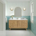James Martin Laurent 60" Single Bathroom Vanity in Light Natural Oak, shown in a bathroom setting
