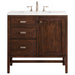 Addison 36" Single Vanity, Mid-Century Acacia w/ 3 CM White Zeus Silestone Top