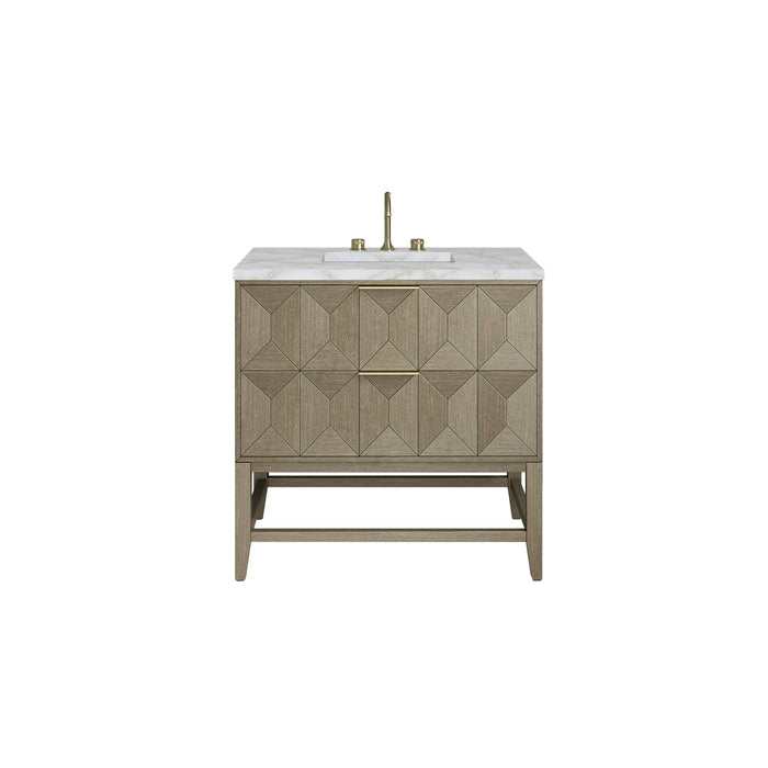 Emmeline 36" Single Vanity, Pebble Oak w/ 3 CM Victorian Silver Top