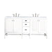 Addison 72" Double Vanity, Glossy White w/ 3 CM Carrara White Top