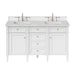 Brittany 60" Double Vanity, Victory Blue, w/ 3 CM Siberian Silestone Top