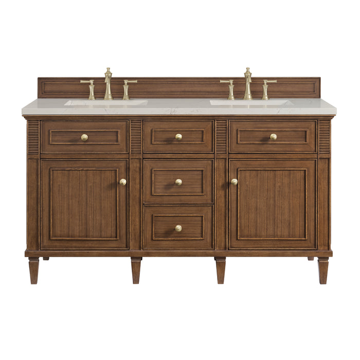 Lorelai 60" Double Vanity, Light Natural Oak w/ 3 CM Eternal Jasmine Pearl Silestone Top w/FreePower Wireless Charger