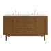 Laurent 60" Double Vanity, Honey Oak w/ 3 CM White Zeus Silestone Top