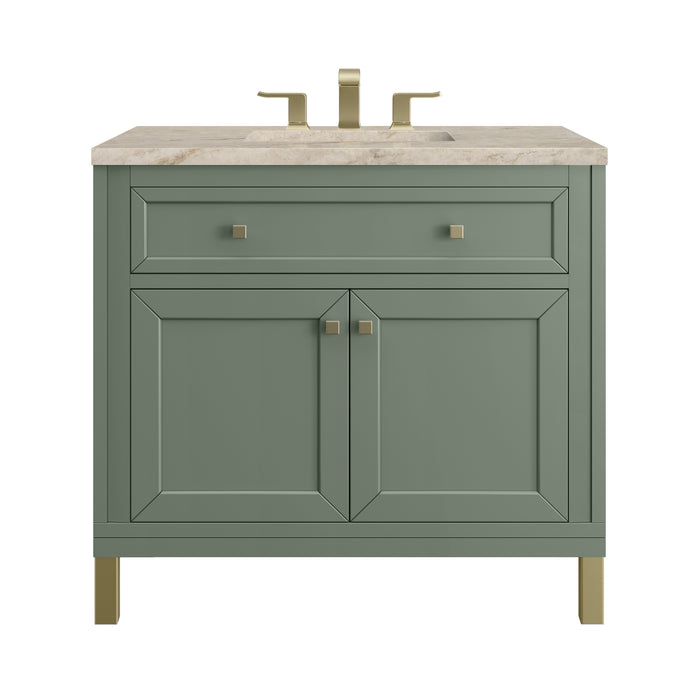 Chicago 36" Single Vanity, Smokey Celadon, w/ 3 CM Tajnar Eclos Top