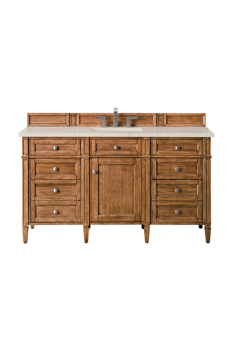 Brittany 60" Single Vanity, Saddle Brown w/ 3 CM Charcoal Soapstone Silestone Top