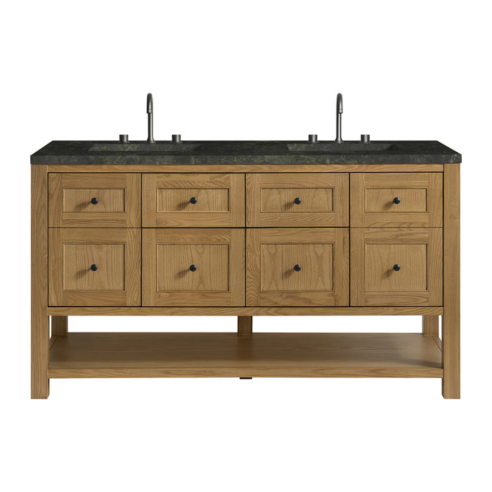 Breckenridge 60" Double Vanity, Light Natural Oak, w/ 3 CM Carrara Marble Top