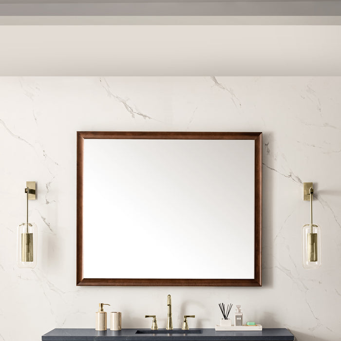 James Martin Glenbrooke 48" Mirror in Mid-Century Walnut, shown in a bathroom setting