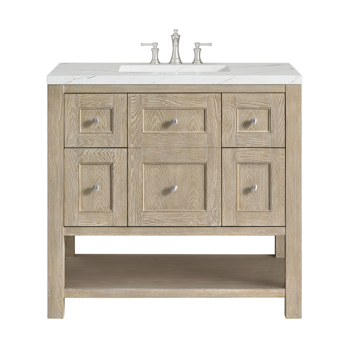 Breckenridge 36" Single Vanity, Whitewashed Oak w/ 3 CM Ethereal Noctis Silestone Top
