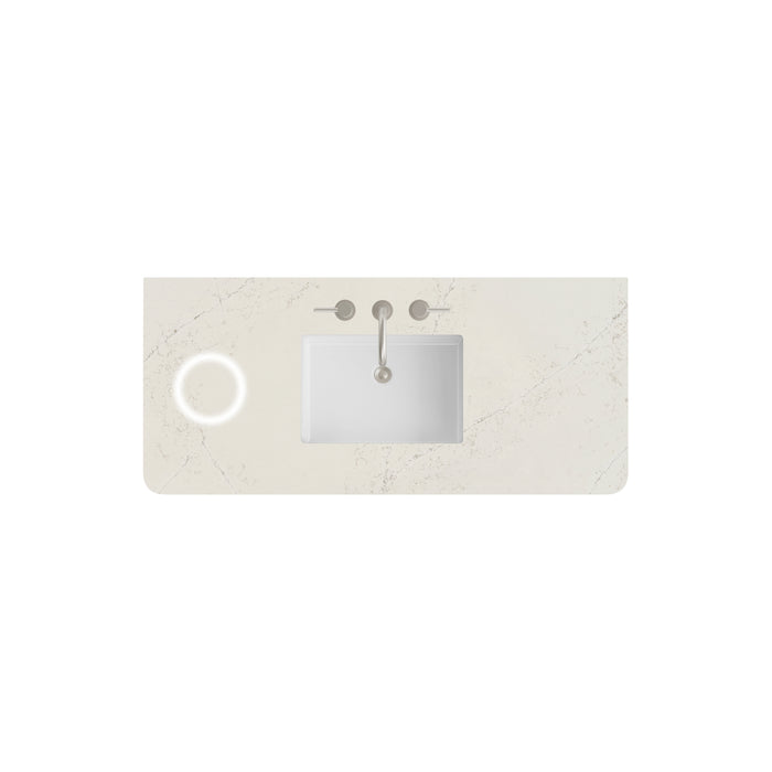 48" Single Radius Cut Top, Widespread 3CM Siberian w/ Sink & FreePower Wireless Charger