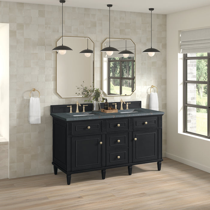 Lorelai 60" Double Vanity, Whitewashed Oak w/ 3 CM Eternal Jasmine Pearl Silestone Top