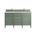 Brittany 60" Double Vanity, Smokey Celadon, w/ 3 CM Siberian Silestone Top