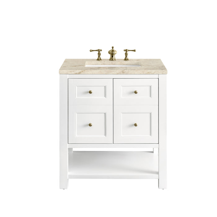 Breckenridge 30" Single Vanity, Bright White, w/ 3 CM Tajnar Eclos Top