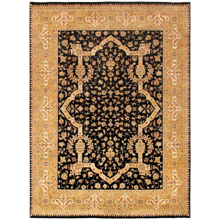 Pasargad Home Baku Collection Hand-Knotted Lamb's Wool Area Rug- 9' 0" X 11'10" PS-20 BLACK 9X12