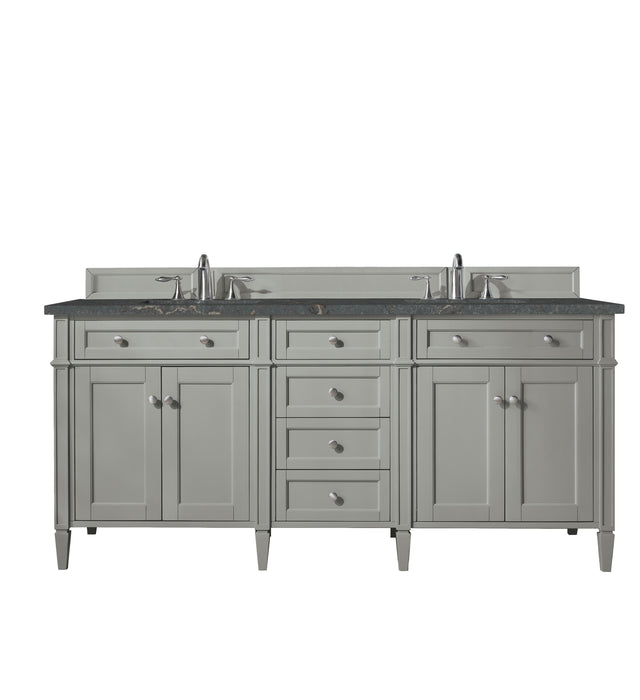 Brittany 72" Double Vanity, Smokey Celadon, w/ 3 CM Siberian Silestone Top w/FreePower Wireless Charger