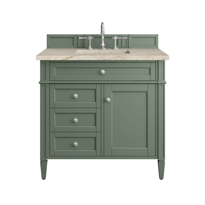 Brittany 36" Single Vanity, Smokey Celadon, w/ 3 CM Tajnar Eclos Top
