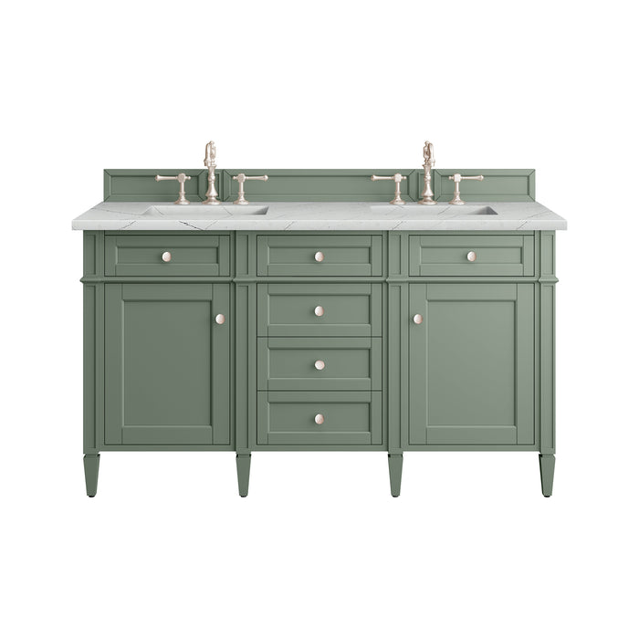 Brittany 60" Double Vanity, Smokey Celadon, w/ 3 CM Phantome Eclos Top