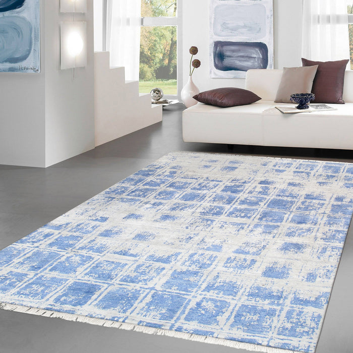 Pasargad Home Modern Collection Hand-Knotted Silk Area Rug- 8' 0" X 10' 2" pV-5b 8x10