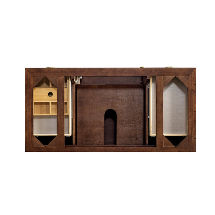 Amberly 48" Single Vanity, Mid-Century Walnut w/ 3 CM Ethereal Noctis Top w/FreePower Wireless Charger