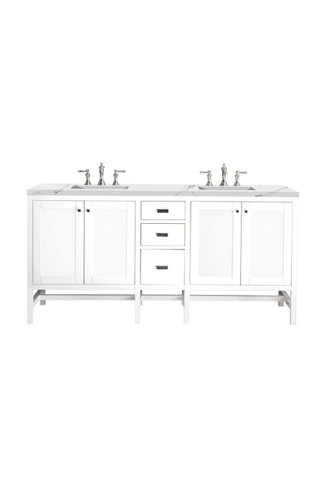 Addison 72" Double Vanity, Glossy White w/ 3 CM Ethereal Noctis Top