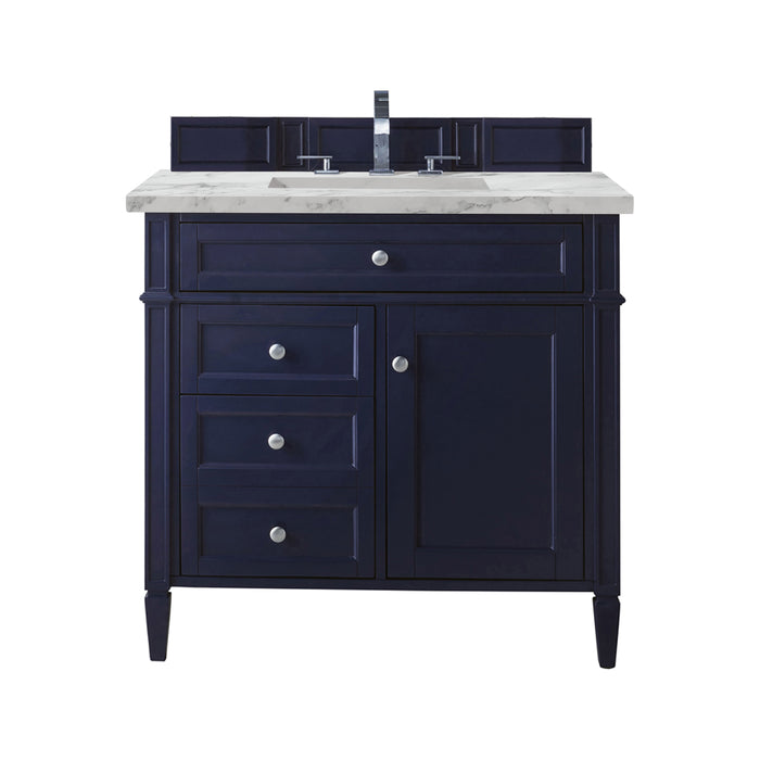 Brittany 36" Single Vanity, Victory Blue w/ 3 CM Carrara Marble Top