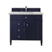 Brittany 36" Single Vanity, Victory Blue w/ 3 CM Carrara Marble Top