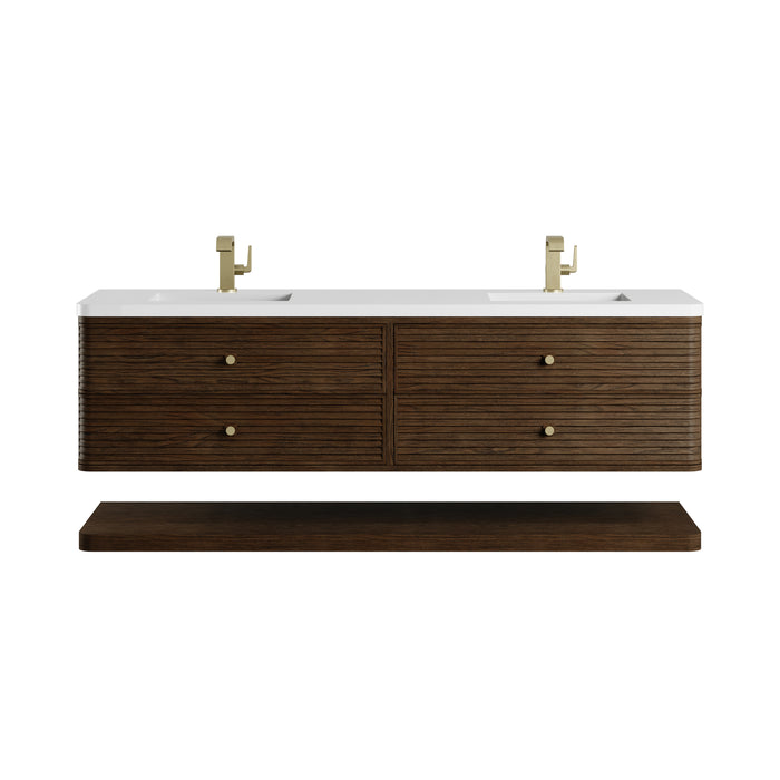Allamari 72" Double Vanity, Dune Mist w/ 3 CM White Zeus Silestone Top