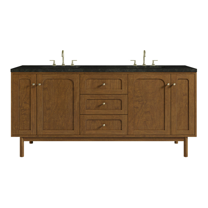 Laurent 72" Double Vanity, Honey Oak w/ 3 CM Phantome Eclos Top