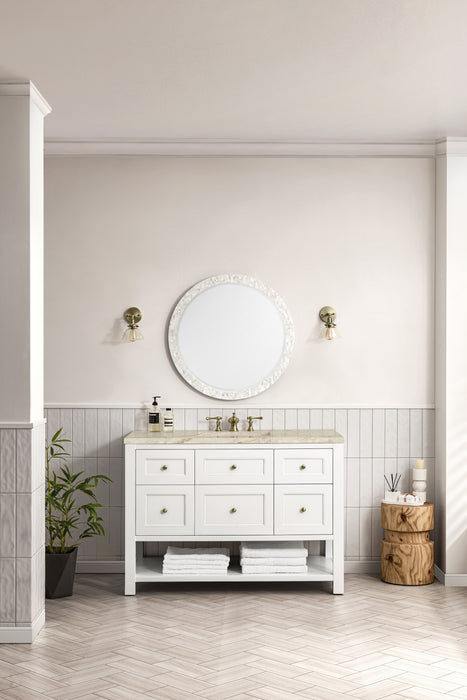 Breckenridge 48" Single Vanity, Whitewashed Oak w/ 3 CM Parisien Bleu Silestone Top