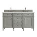 Brittany 60" Double Vanity, Smokey Celadon, w/ 3 CM Siberian Silestone Top w/FreePower Wireless Charger