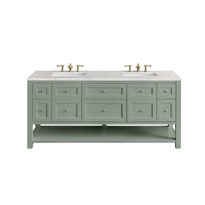 Breckenridge 72" Double Vanity, Light Natural Oak w/ 3 CM White Zeus Top